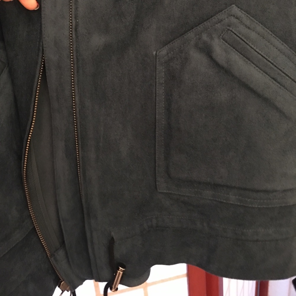 BCBG Beautiful dark blue suede jacket bomber - Picture 6 of 8